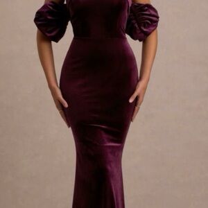Elegant Purple Off-Shoulder Dress